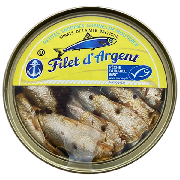 Sprats FILET D'ARGENT  (Petites Sardines) aux graines de moutarde