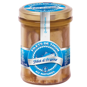 conserve FILET D'ARGENT: Filet de thon au naturel - 200g - bocal verre
