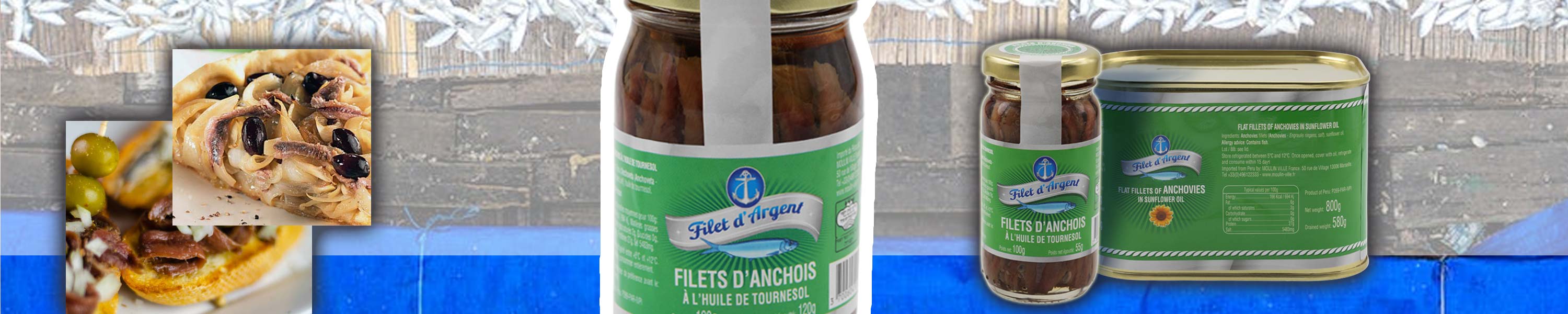 Grossiste anchois en conserve FILET D'ARGENT: bocal d'anchois pour recettes maison, grosse boîte d'anchois 800 g pour traiteurs, pizzerias, restaurant...