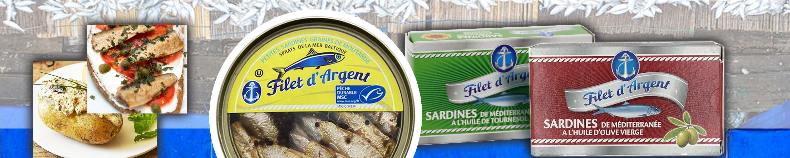 Grossiste conserves Sardines et Sprats Filet d'Argent
